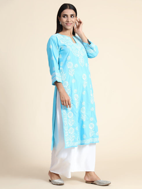 Hand Embroidery Chikankari Long Kurti for Women | Stylish Casual | Fancy